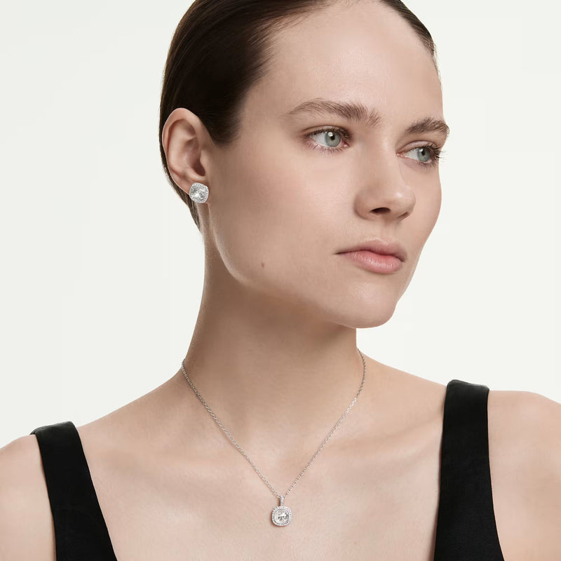 Swarovski Una Angelic set, Cushion cut, White, Rhodium plated