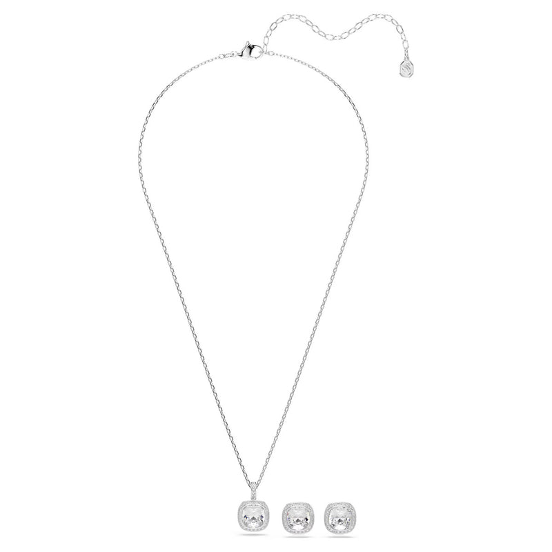 Swarovski Una Angelic set, Cushion cut, White, Rhodium plated