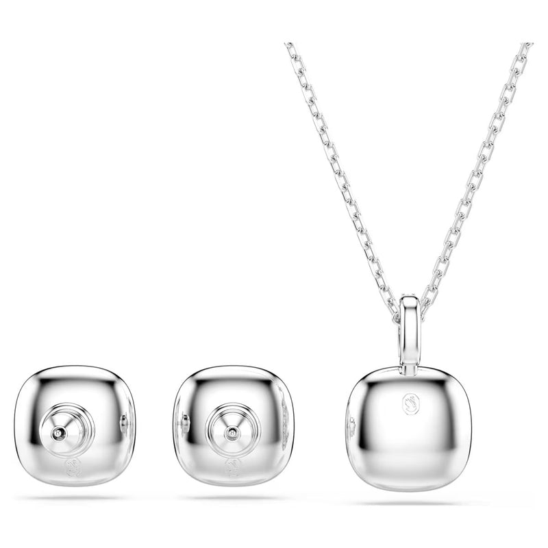 Swarovski Una Angelic set, Cushion cut, White, Rhodium plated