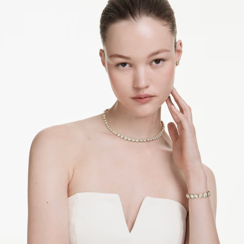 Swarovski Una Angelic set, Set (3), Round cut, White, Gold-tone plated
