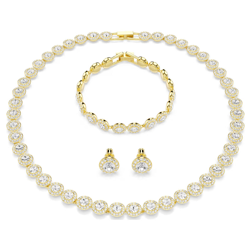 Swarovski Una Angelic set, Set (3), Round cut, White, Gold-tone plated