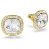 Swarovski Una Angelic stud earrings, Cushion cut, White, 18K gold finish