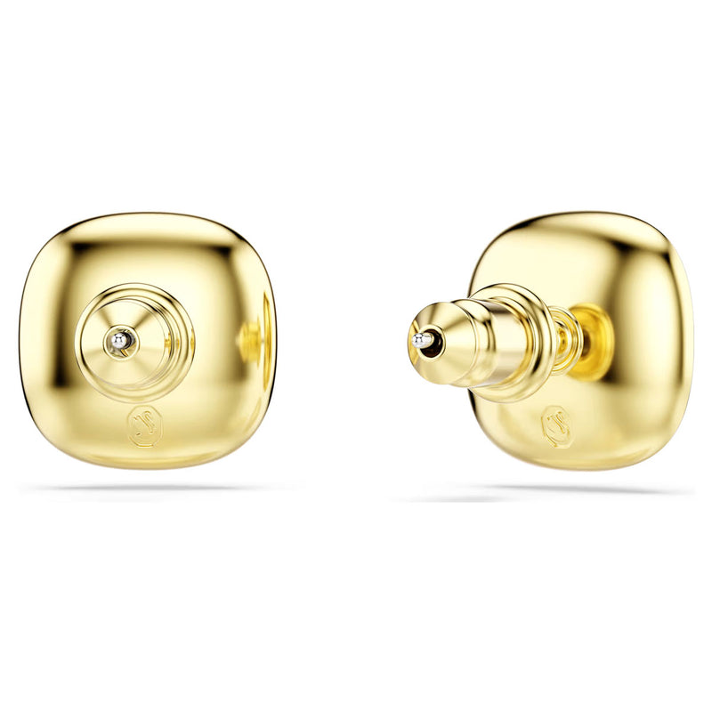 Swarovski Una Angelic stud earrings, Cushion cut, White, 18K gold finish