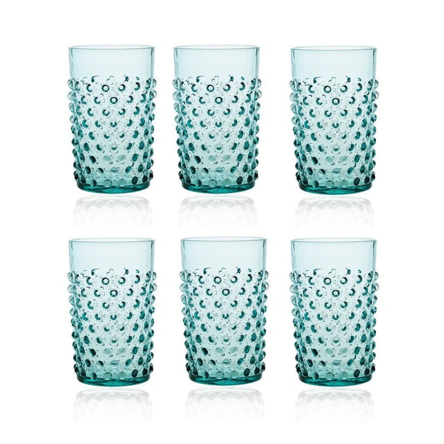 Klimchi Underlay Aquamarine Hobnail Tumblers (set of 6)