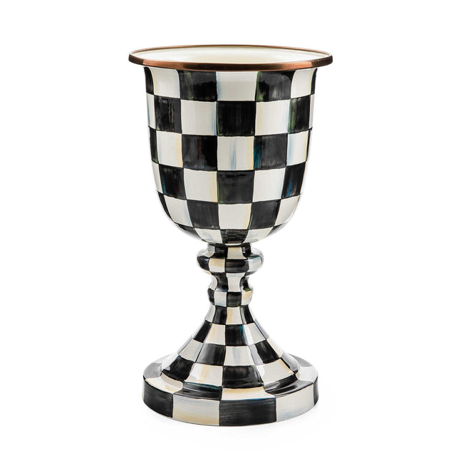Mackenzie-Childs Courtly Check Enamel Pedestal Vase