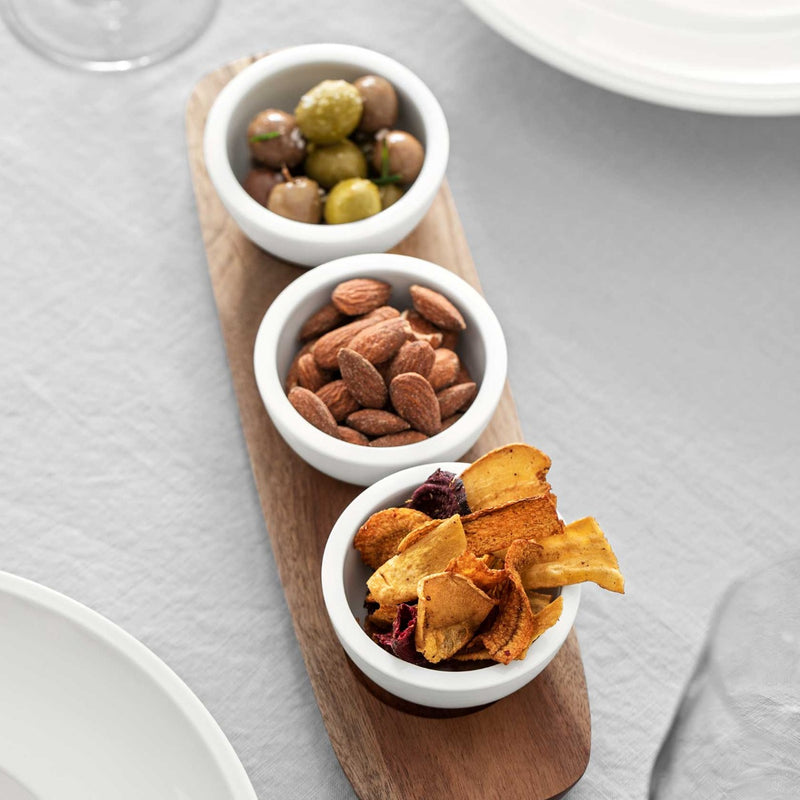 Villeroy & Boch Artesano Original Dip Bowl 4 Piece Set filled with olives
