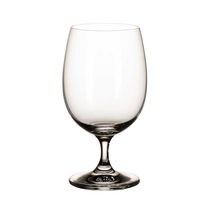 Villeroy & Boch La Divina Water Goblets on a table with Villeroy & Boch plates and serving dishes