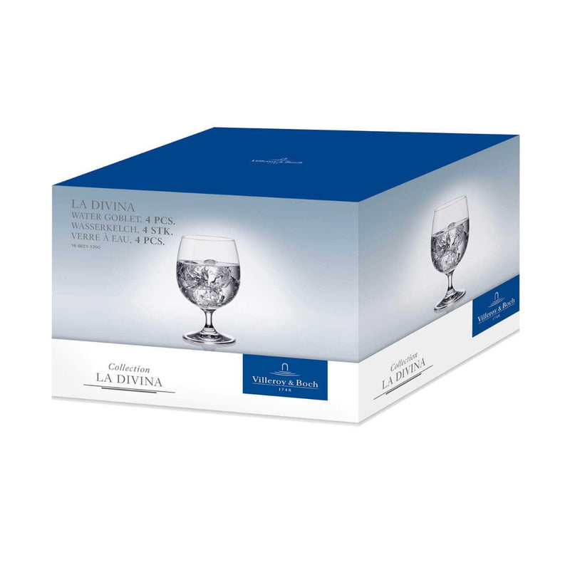 Villeroy & Boch La Divina Water Goblets on a dining table with Villeroy & Boch plates