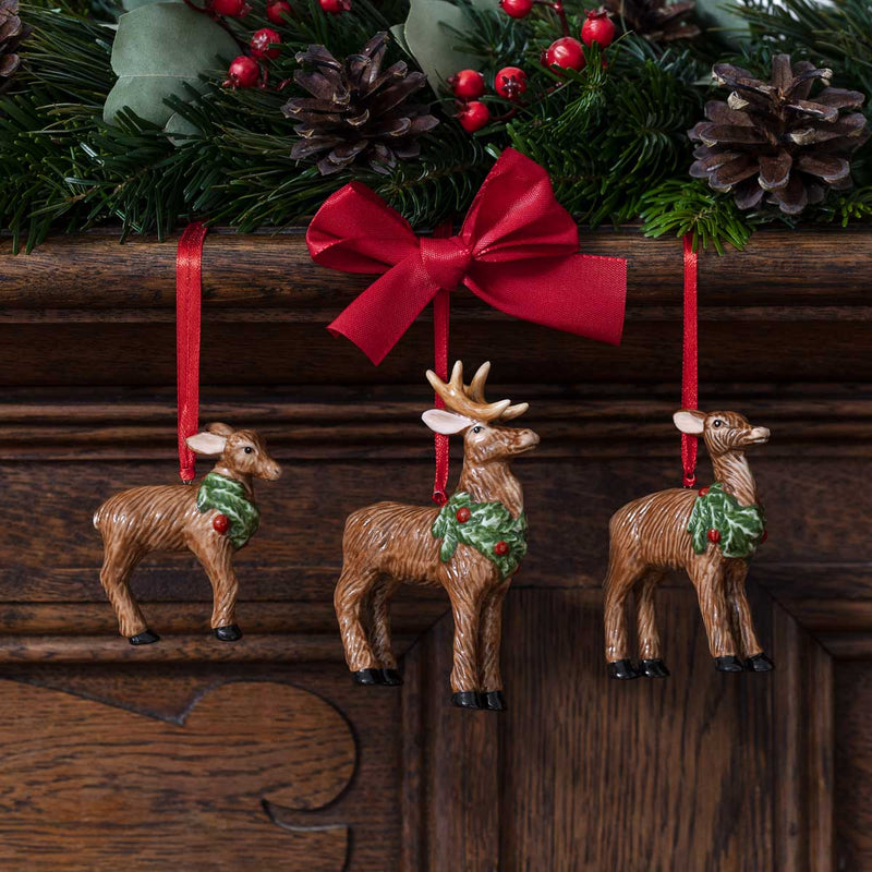 Villeroy & Boch Nostalgic Hanging Ornaments Set Deer Family, 7 x 6 cm