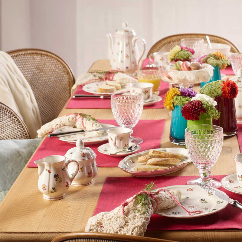 Villeroy & Boch Petite Fleur 0.20L Covered Sugar Pot on a dining table with Villeroy & Boch Petite Fleur coffee pot