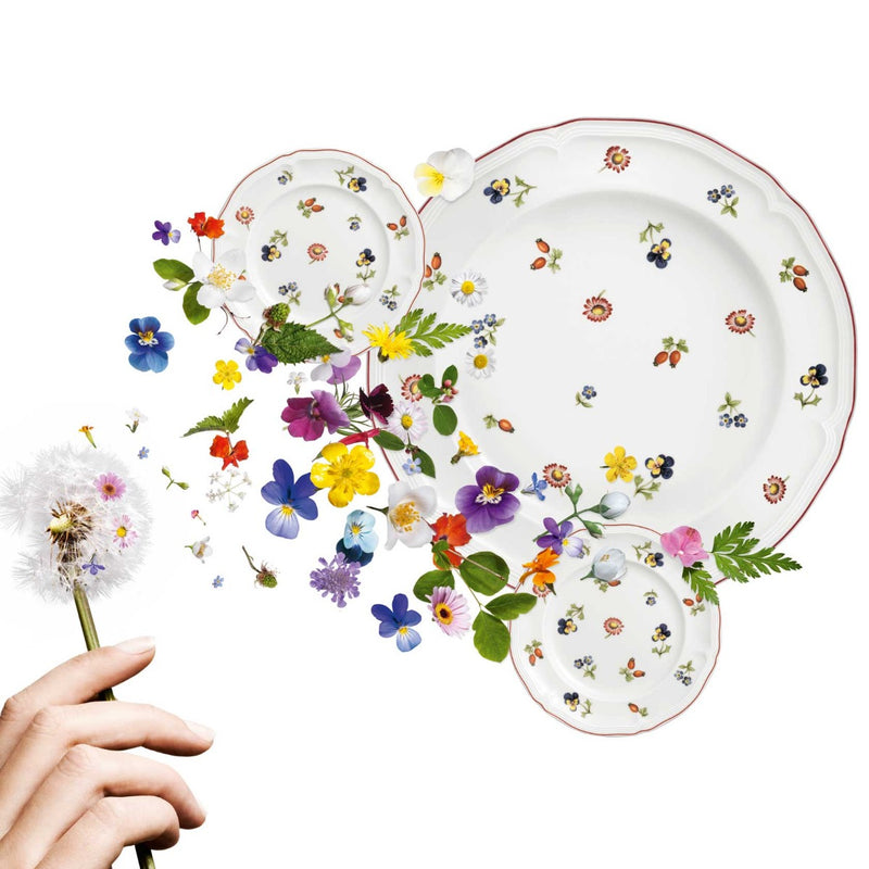 Villeroy & Boch Petite Fleur Plates in varying sizes with salad flowers