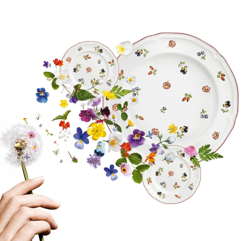 Villeroy & Boch Petite Fleur plates in three sizes with salad flowers