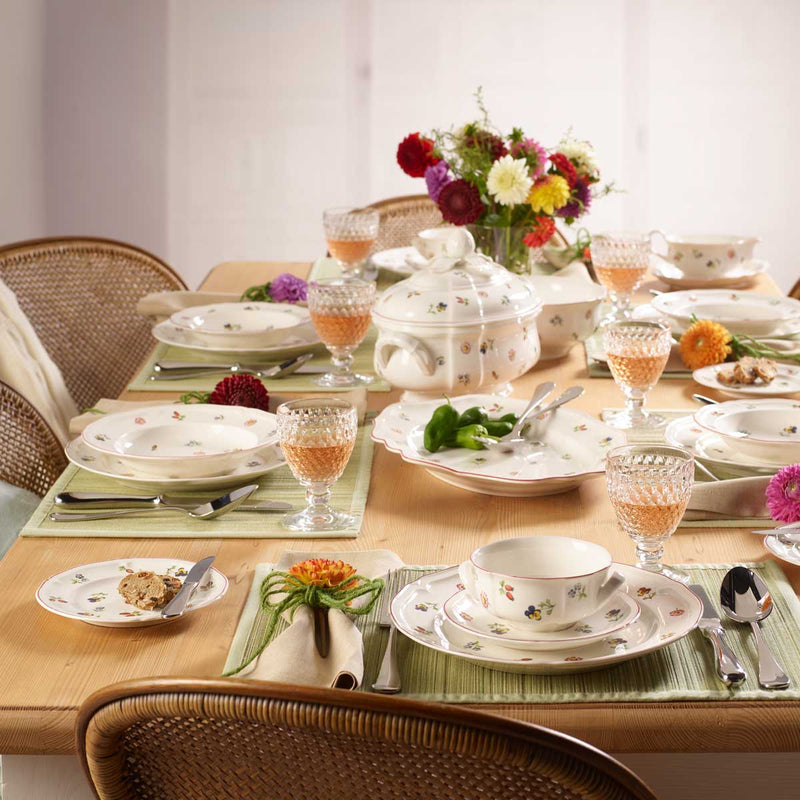 Villeroy & Boch Petite Fleur 26cm Flat Plate on a table laid for dinner