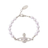 Vivienne Westwood Mini Bas Relief Pearl Bracelet, Silver Tone Plated