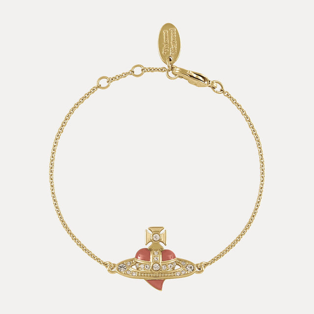 Vivienne Westwood New Diamante Heart Bracelet, Gold Plated