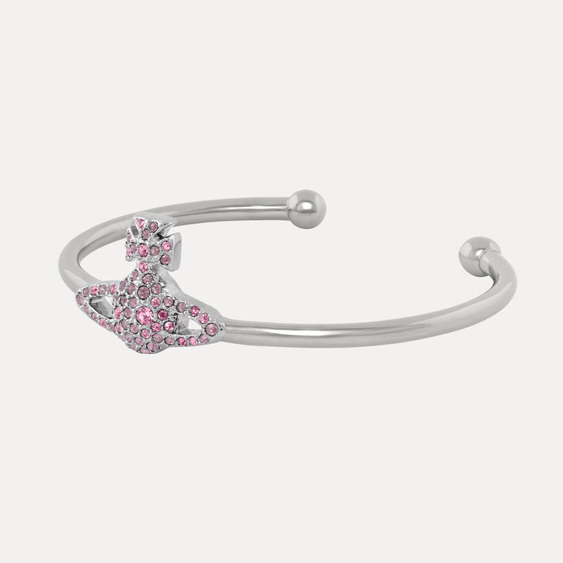 Vivienne Westwood Grace Bas Relief Pink Open Bangle, Platinum Plated