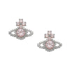 Vivienne Westwood Valentina Orb Silver & Pink Earrings, Silver Plated