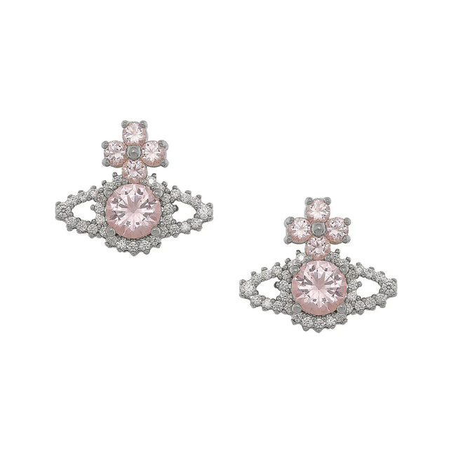 Vivienne Westwood Valentina Orb Silver & Pink Earrings, Silver Plated
