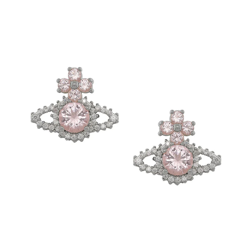 Vivienne Westwood Valentina Orb Silver & Pink Earrings, Silver Plated