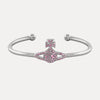 Vivienne Westwood Grace Bas Relief Pink Open Bangle, Platinum Plated