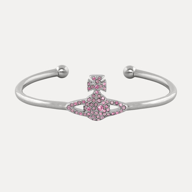 Vivienne Westwood Grace Bas Relief Pink Open Bangle, Platinum Plated