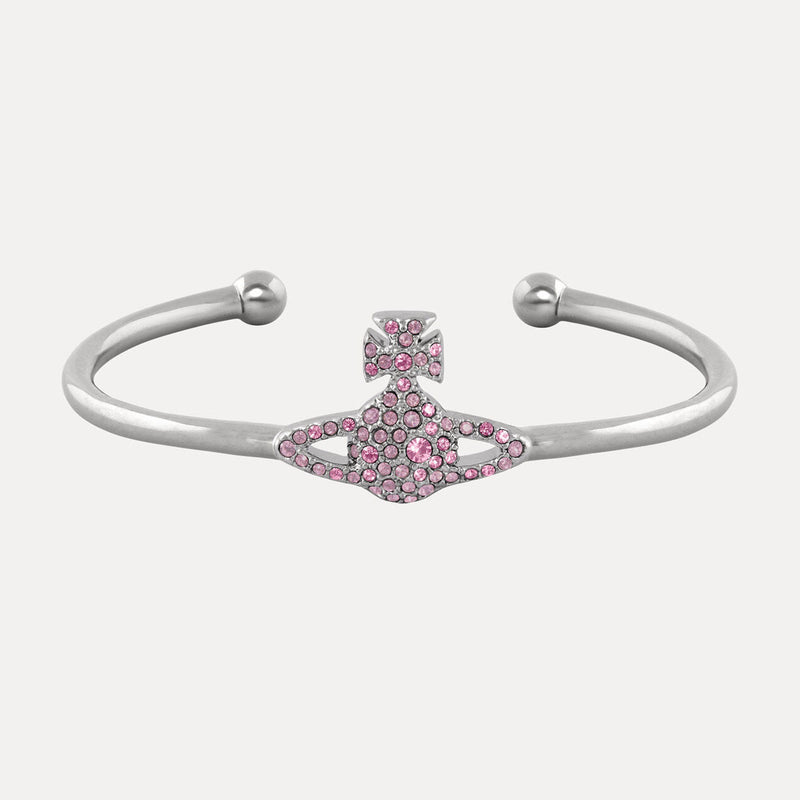 Vivienne Westwood Grace Bas Relief Pink Open Bangle, Platinum Plated
