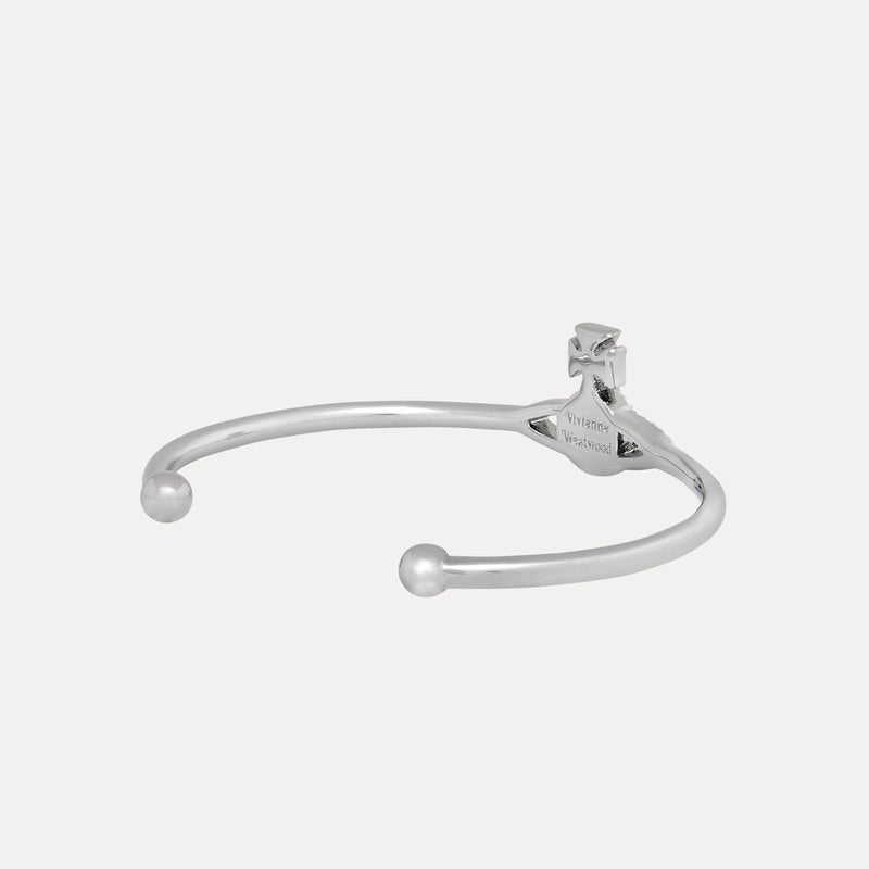 Vivienne Westwood Grace Bas Relief Silver Open Bangle, Platinum Plated