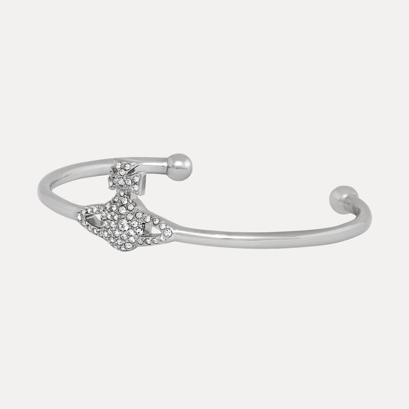 Vivienne Westwood Grace Bas Relief Silver Open Bangle, Platinum Plated