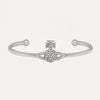 Vivienne Westwood Grace Bas Relief Silver Open Bangle, Platinum Plated
