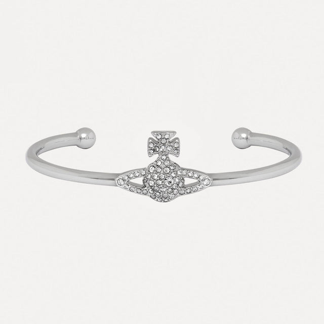Vivienne Westwood Grace Bas Relief Silver Open Bangle, Platinum Plated
