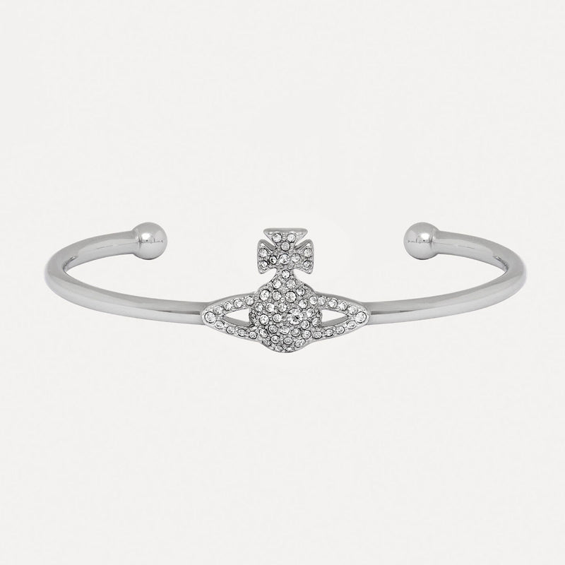Vivienne Westwood Grace Bas Relief Silver Open Bangle, Platinum Plated