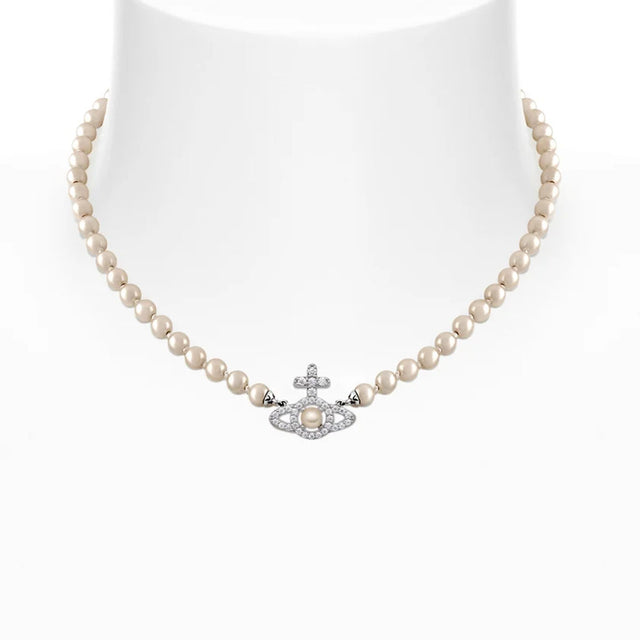 Vivienne Westwood Olympia Pearl Silver Necklace, Silver Plated