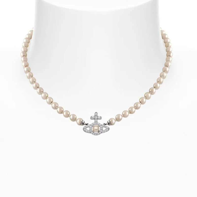 Vivienne Westwood Olympia Pearl Silver Necklace, Silver Plated