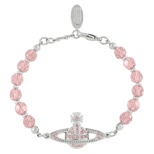 Vivienne Westwood Messaline Pink Orb Bracelet, Silver Plated