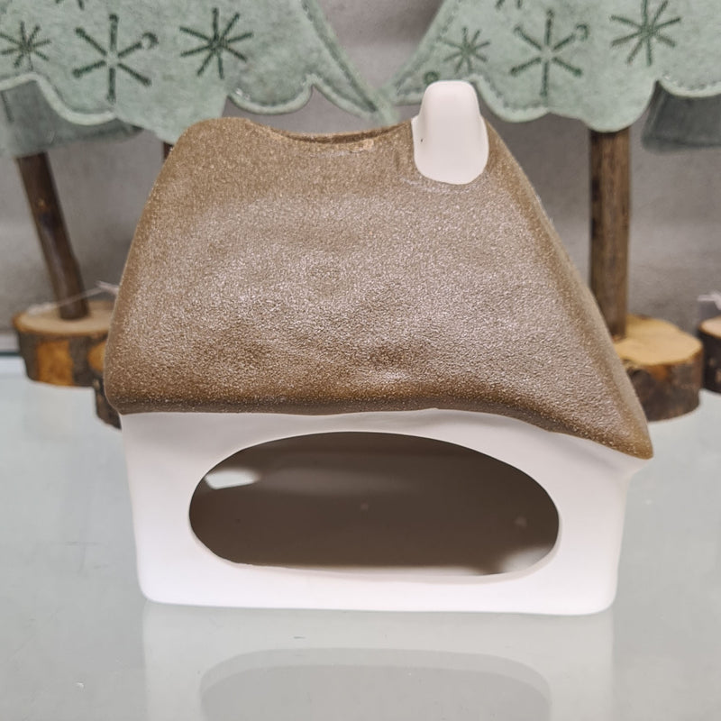 Glow by Welino Brown Thatched Cottage Candleholder, Large