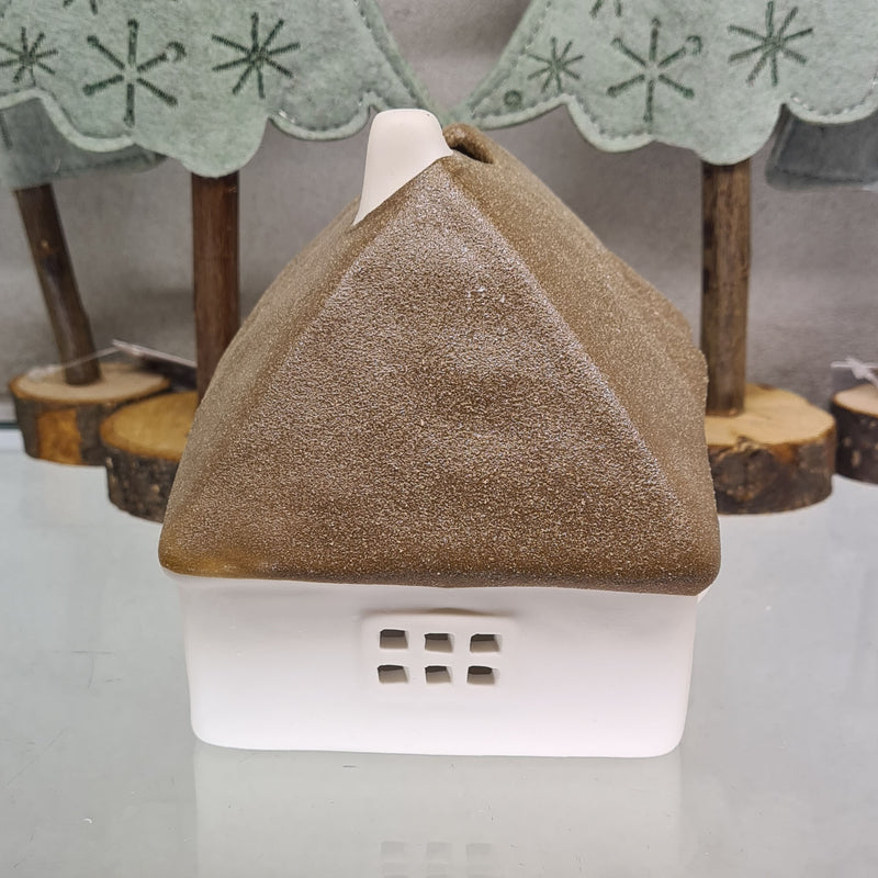 Glow by Welino Brown Thatched Cottage Candleholder, Large