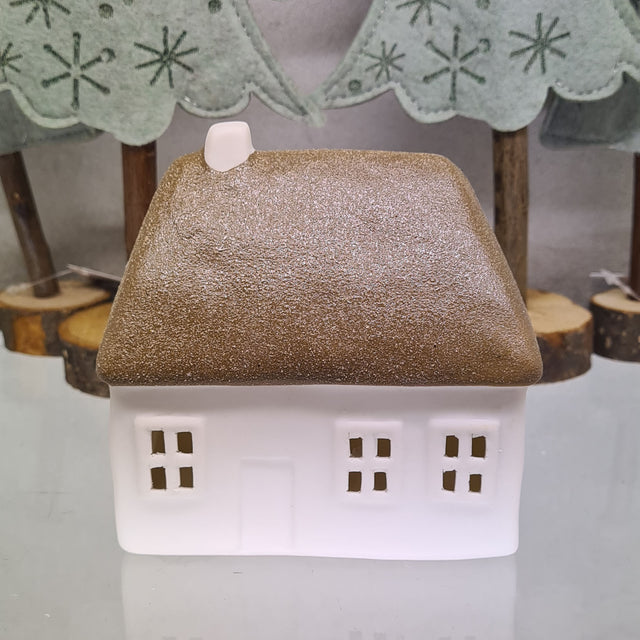 Glow by Welino Brown Thatched Cottage LED Tealight