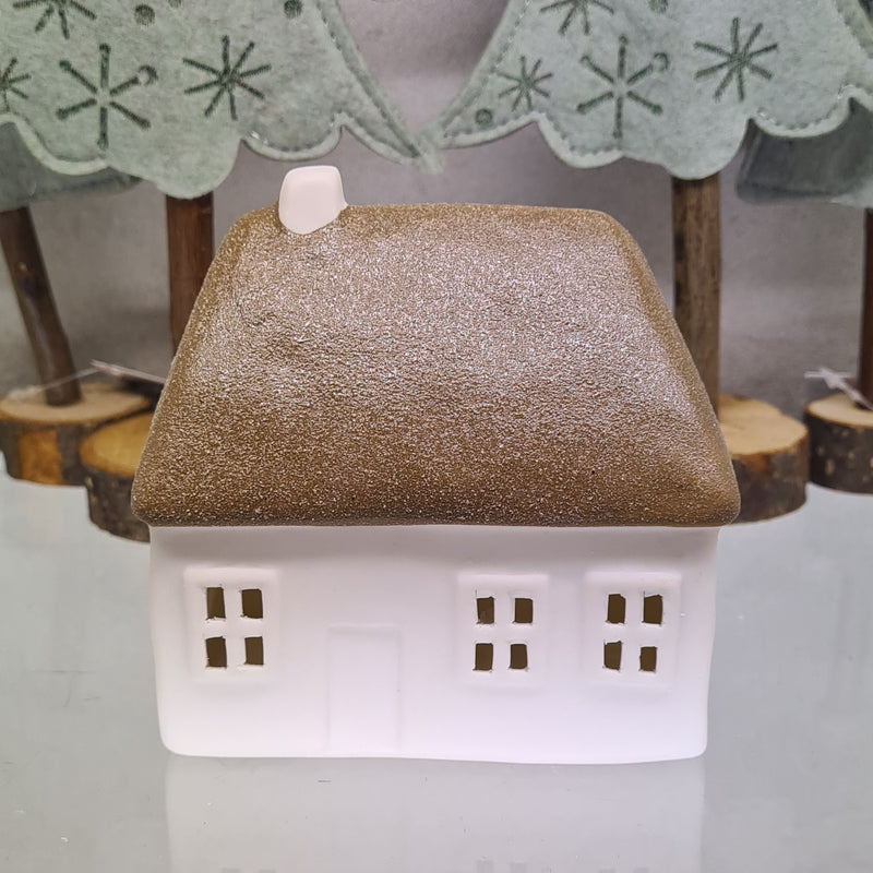 Glow by Welino Brown Thatched Cottage LED Tealight