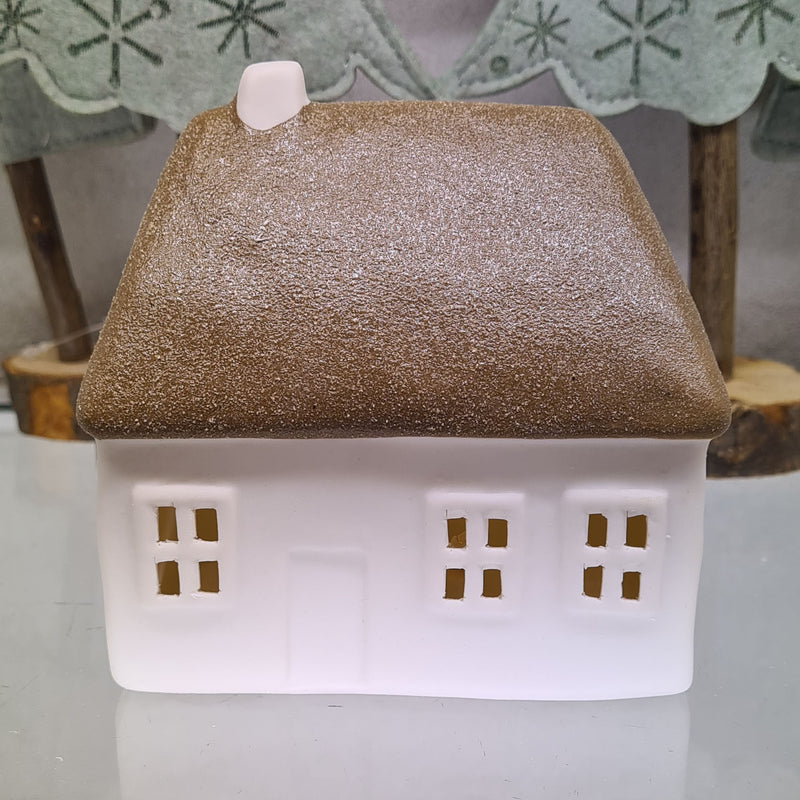 Glow by Welino Brown Thatched Cottage LED Tealight