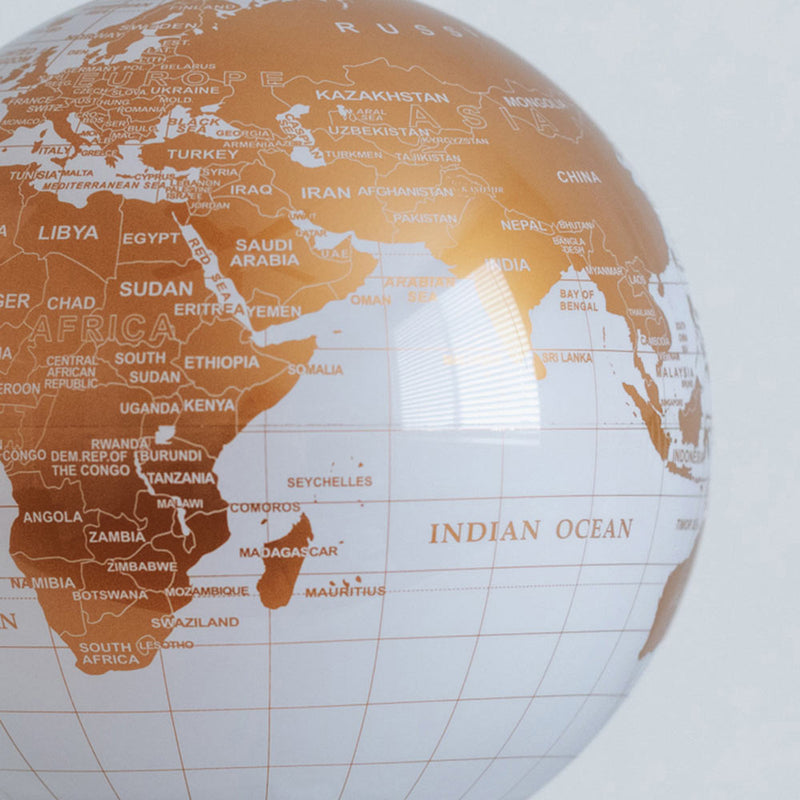 White and gold Mova globe 6 inch
