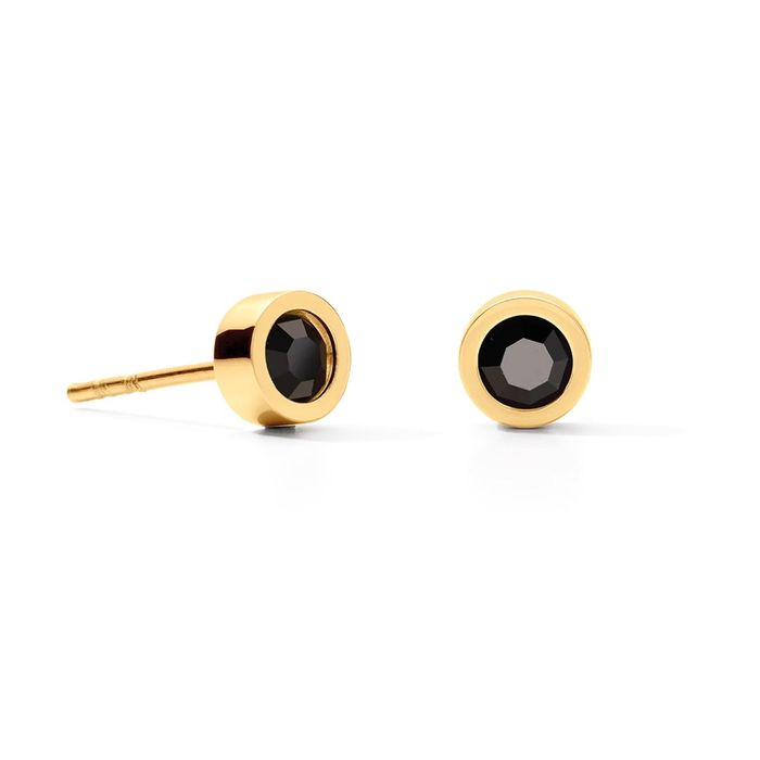 Coeur De Lion Gold & Black Sparkling Dot Earrings