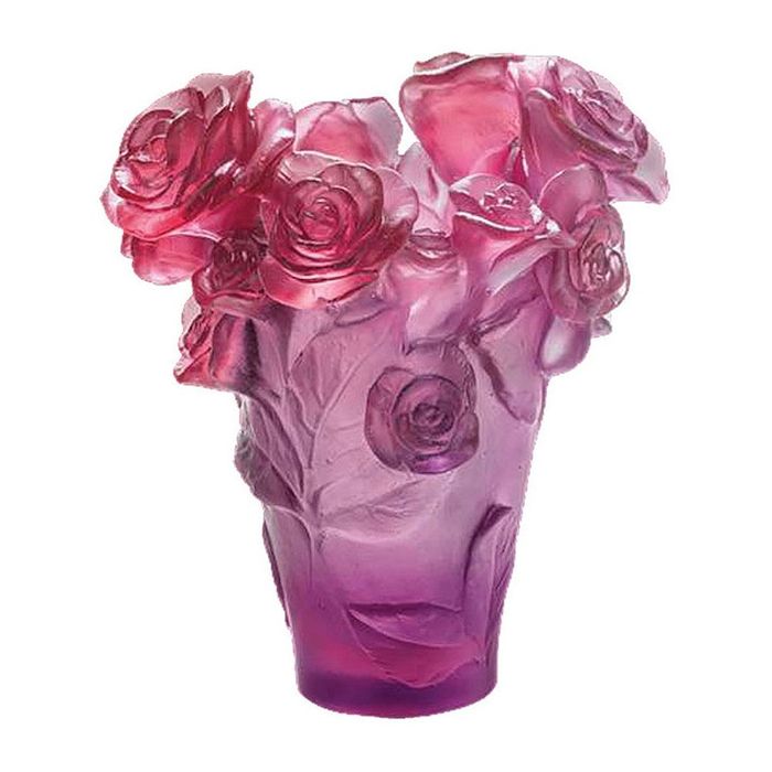 Daum Rose Passion Red & Pink Vase