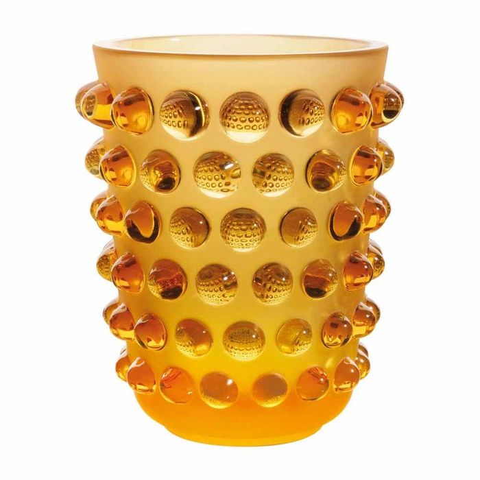 Lalique Mossi Amber Vase