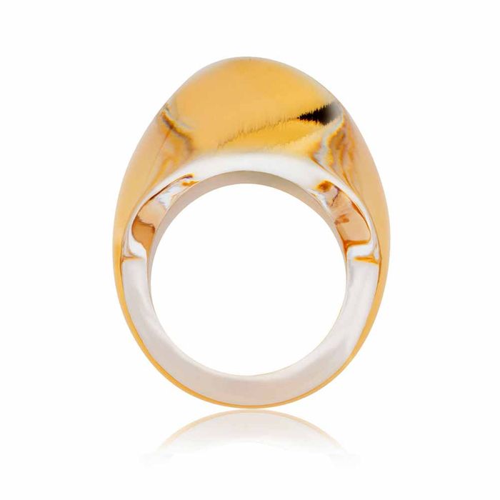 Lalique Cabochon Gold Luster Ring, Size 55