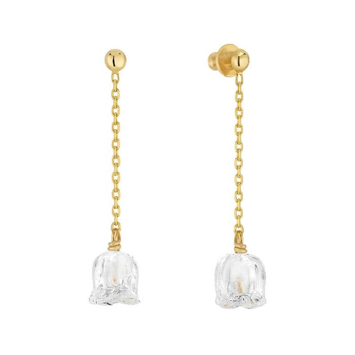 Lalique Muguet Long Vermeil Earrings