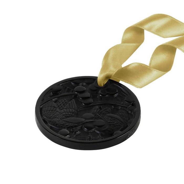 Lalique 2021 Blackbirds & Grapes Christmas Ornament, Black