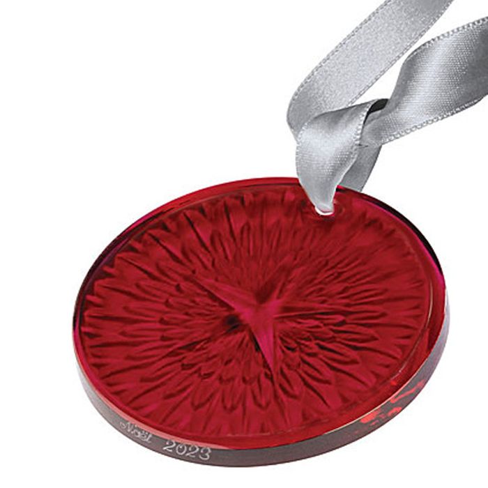 Lalique 2023 Plume Christmas Ornament, Red