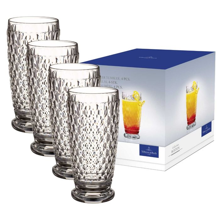 Villeroy & Boch Boston Clear Highball/Beer Tumblers, Set of 4