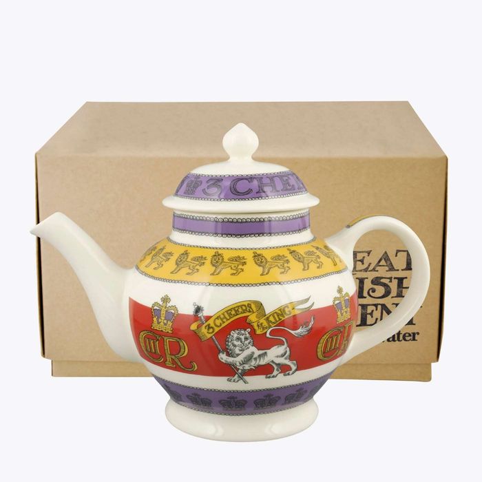 Emma Bridgewater 3 Cheers For King Charles III 4 Mug Teapot (Boxed)