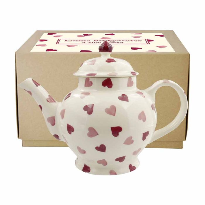 Emma Bridgewater Pink Hearts 4 Mug Teapot (Boxed)